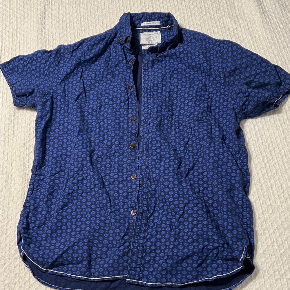 Stylish Blue Patterned Casual Shirt